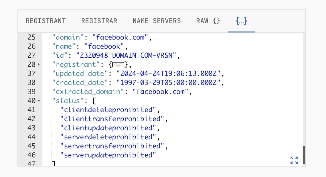 Netlas Domain WHOIS Lookup - Status Restrictions