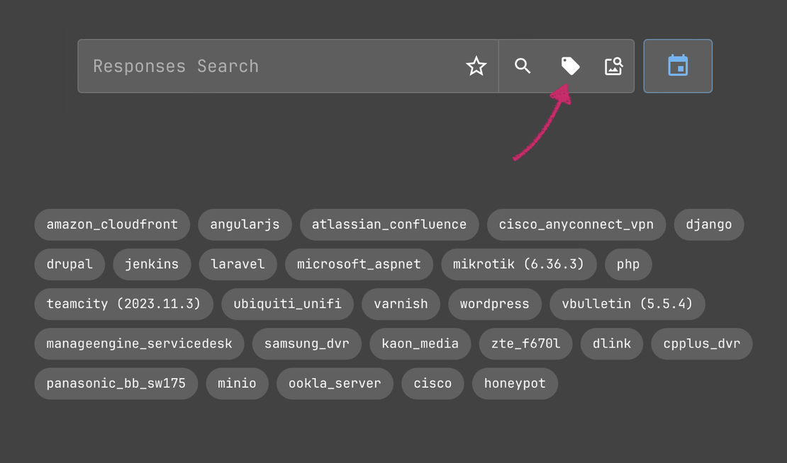 Netlas internet scan data - Technology and software tags