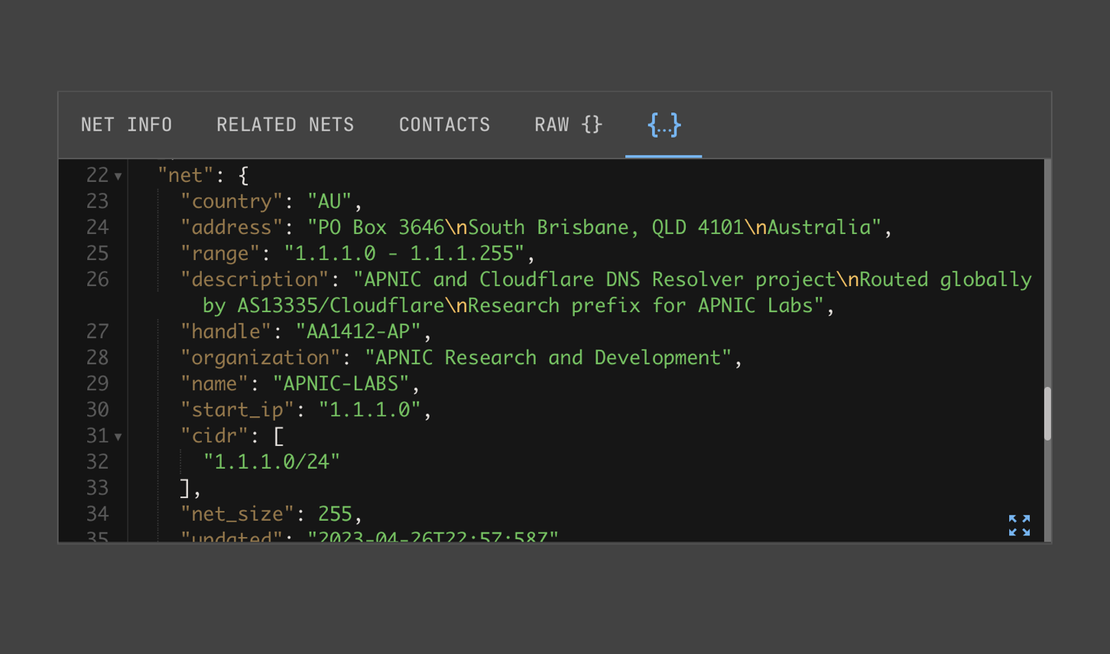 Netlas IP WHOIS Lookup - Structured WHOIS Data