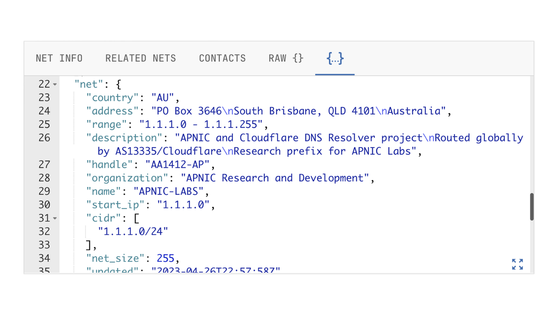 Netlas IP WHOIS Lookup - Structured WHOIS Data
