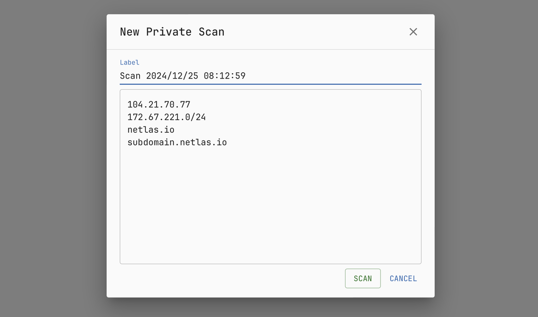 Netlas Private Scanner - Starting New Scan