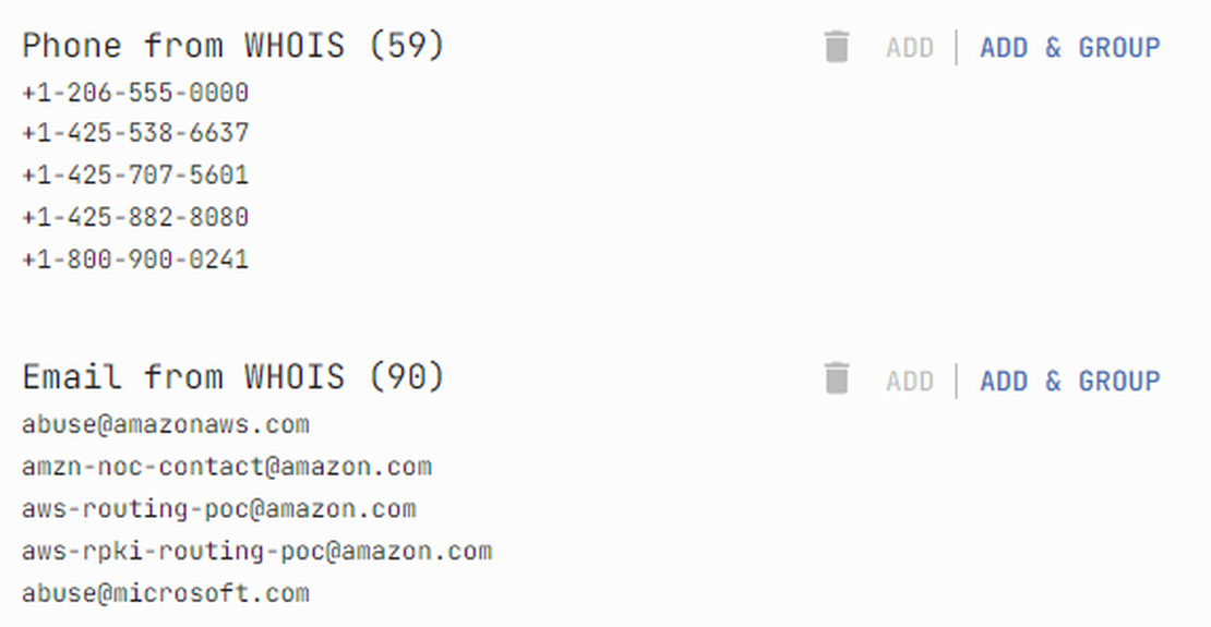Netlas contacts search