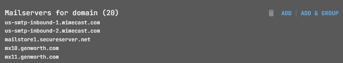 Netlas MX records search