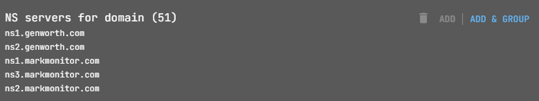 Netlas NS records search