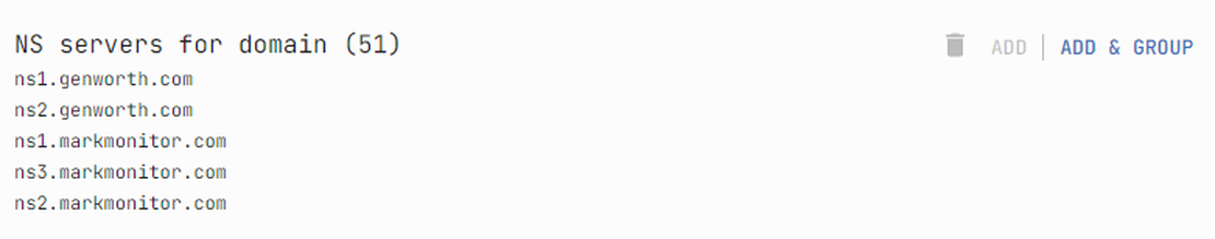 Netlas NS records search