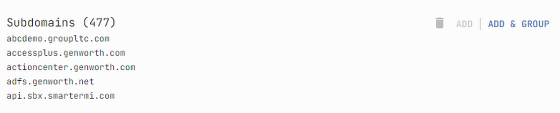 Subdomains search in Netlas