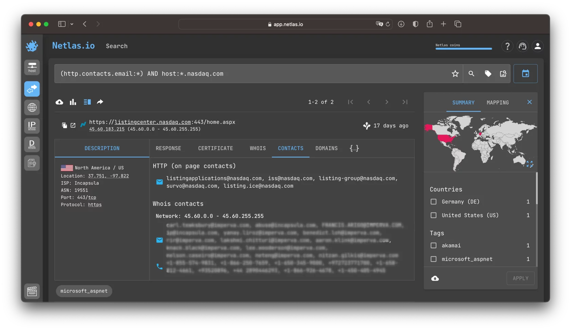 Contacts Lookup Example