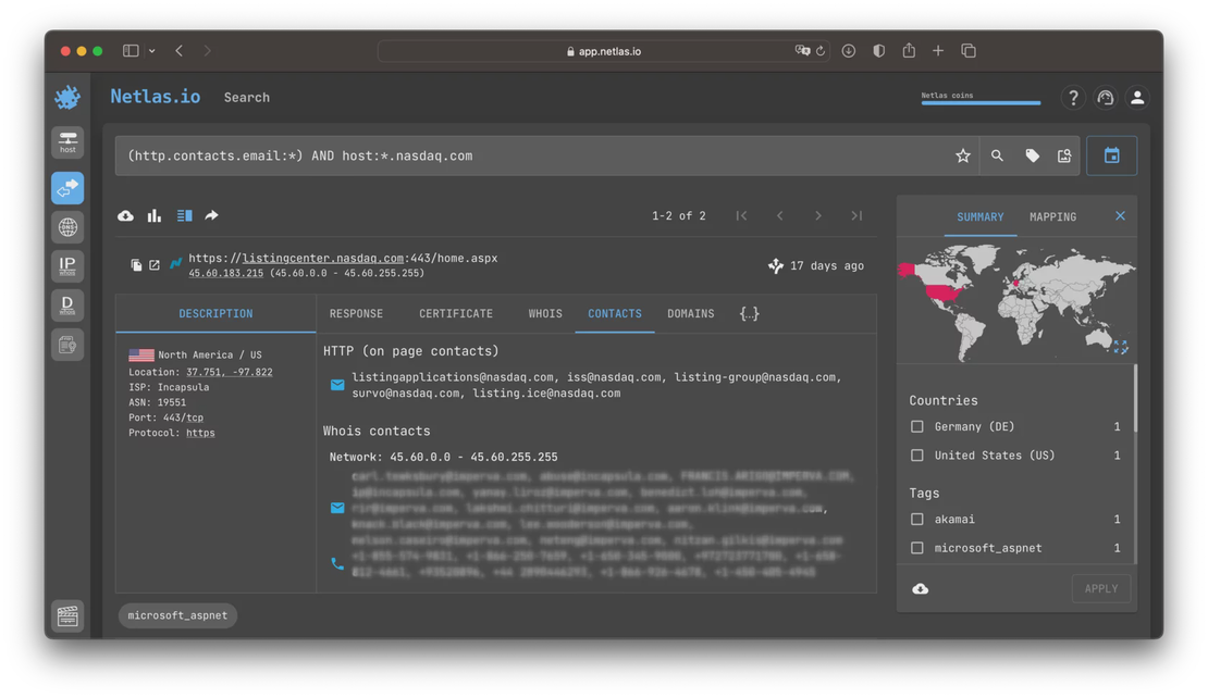 Contacts Lookup Example