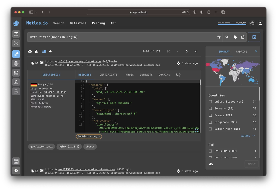 Search phishing framework by HTTP page title
