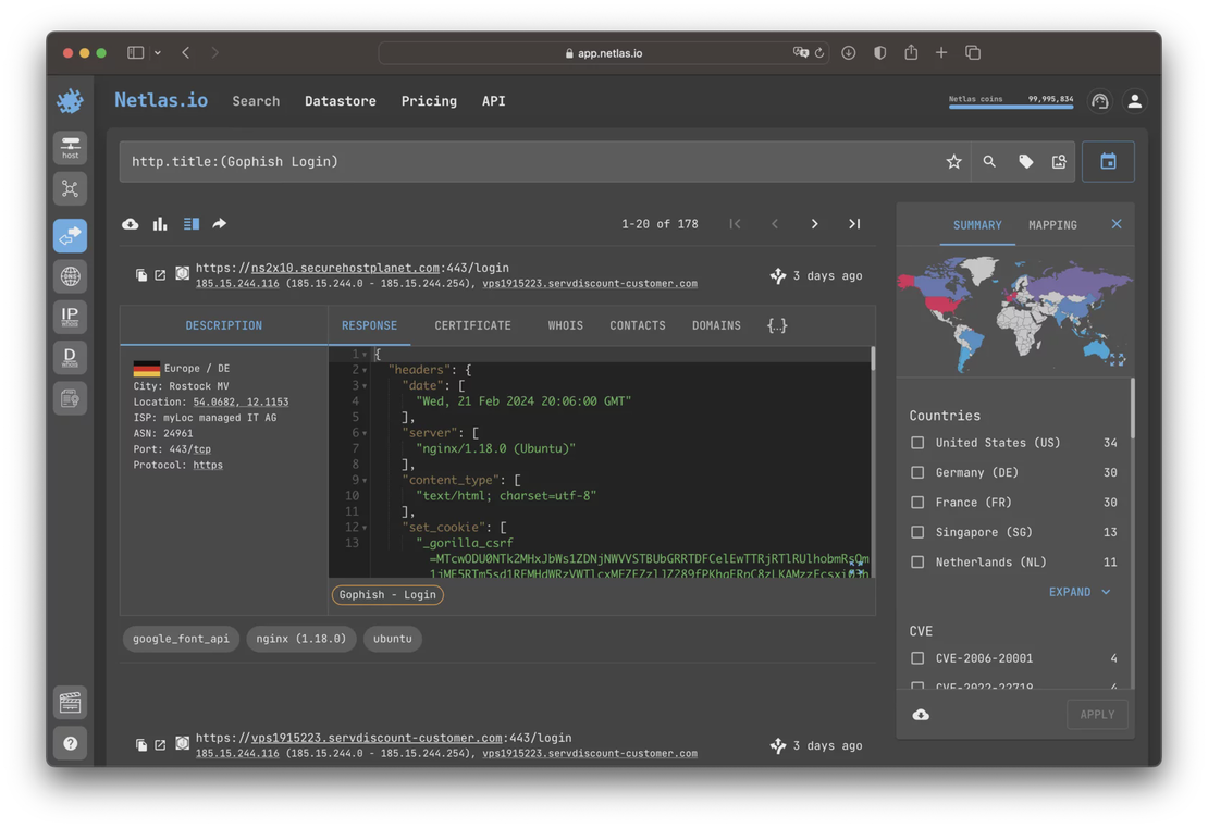 Search phishing framework by HTTP page title