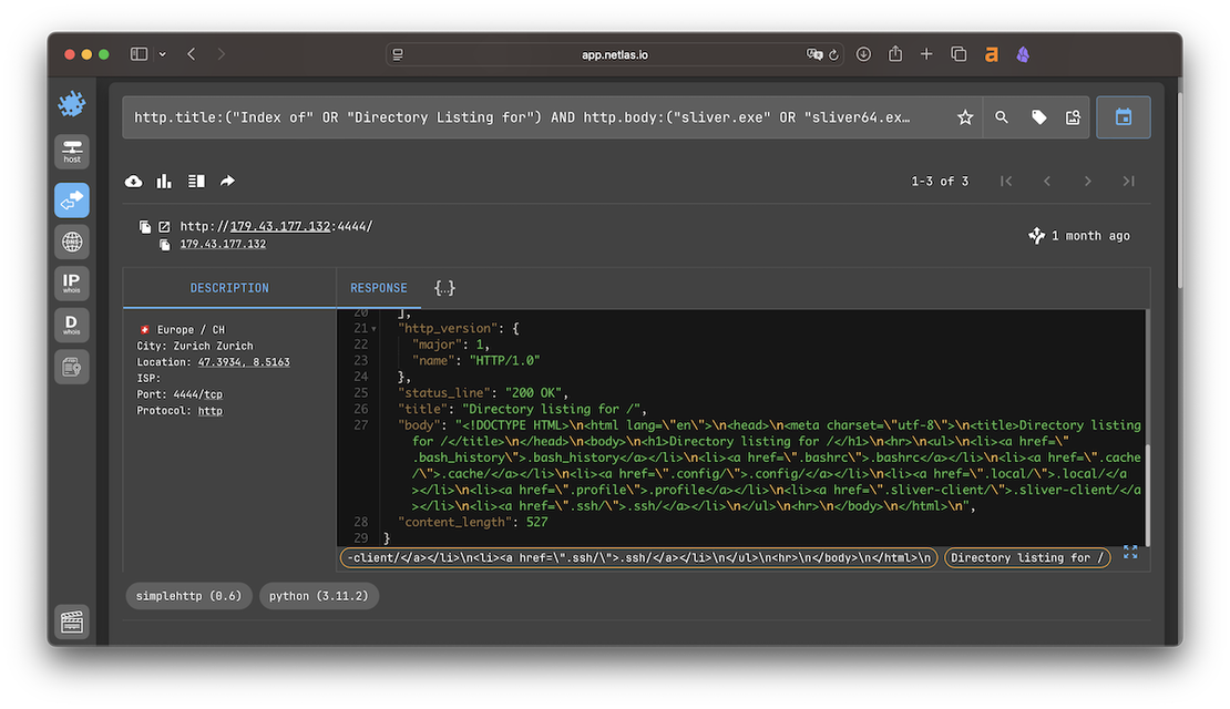 Search for malware staging servers by directory index