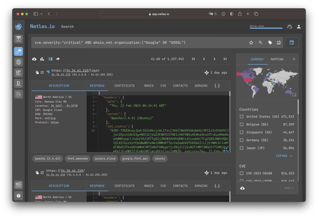 CVE and WHOIS search example